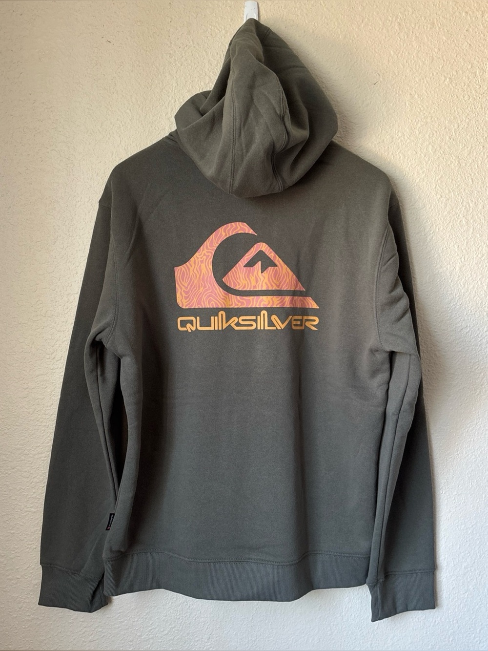 Quiksilver Olive Hoodie with Coral Wave Logo